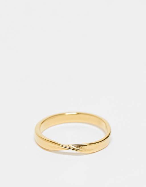 ASOS DESIGN - Anello attorcigliato in acciaio inossidabile color oro