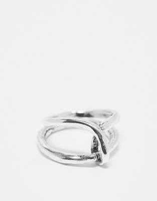 ASOS DESIGN - Anello avvolgente color argento intrecciato - view 1