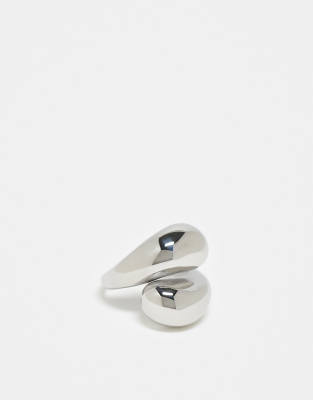 ASOS DESIGN - Anello avvolgente in acciaio inossidabile resistente all'acqua colore argento