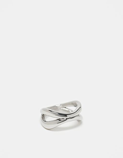 ASOS DESIGN - Anello avvolgente in acciaio inossidabile resistente all'acqua colore argento