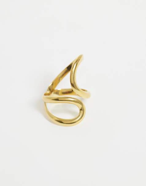 ASOS DESIGN - Anello avvolgente in acciaio inossidabile resistente all'acqua tonalità oro - view 1