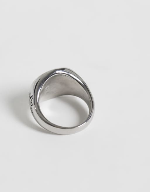 ASOS DESIGN anello chevalier con bussola in acciaio inossidabile impermeabile color argento, 2 di 3