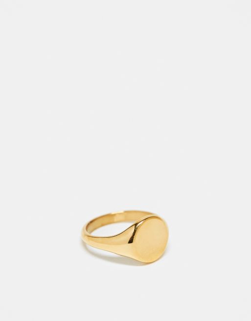 ASOS DESIGN - Anello chevalier in acciaio inossidabile impermeabile color oro