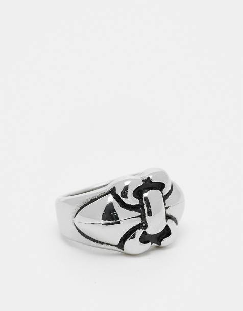 ASOS DESIGN - Anello color argento brunito in acciaio inossidabile resistente all'acqua con design a fiocco - view 1