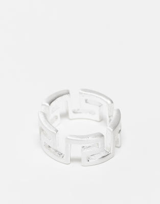 ASOS DESIGN - Anello color argento con design traforato a onde greche - view 1