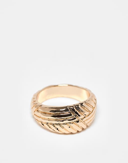 ASOS DESIGN - Anello color oro effetto corda intrecciata