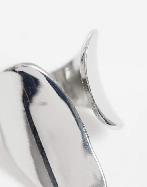ASOS DESIGN - Anello con design astratto aperto argentato, 2 di 3