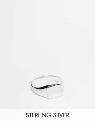 ASOS DESIGN sterling silver pinky signet ring in silver - ASOS Price Checker