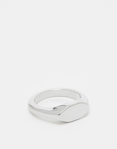 ASOS DESIGN - Anello con sigillo esagonale argentato - view 1