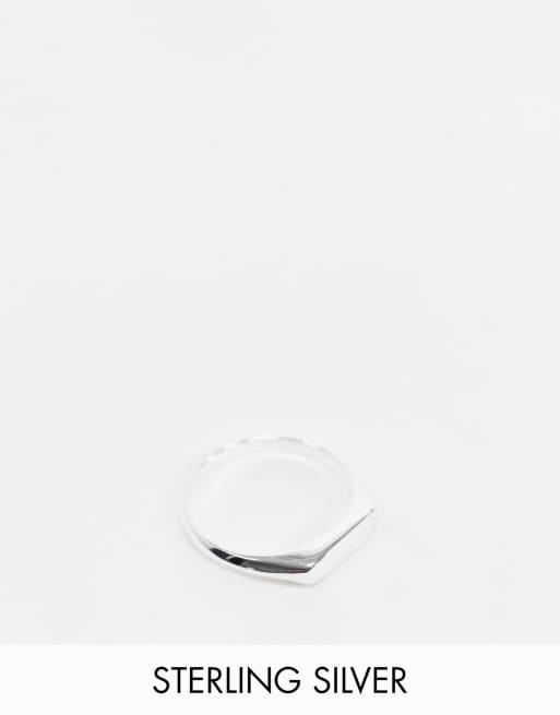 ASOS DESIGN - Anello con sigillo minimal in argento sterling argento