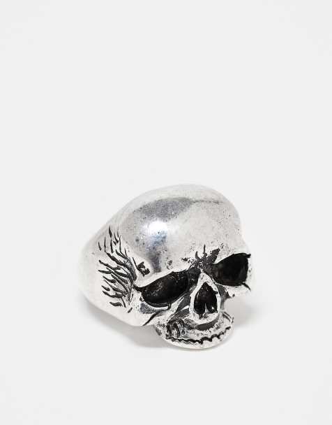 ASOS DESIGN - Anello con teschio argento brunito - view 1