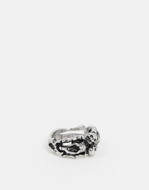 ASOS DESIGN - Anello con teschio argento