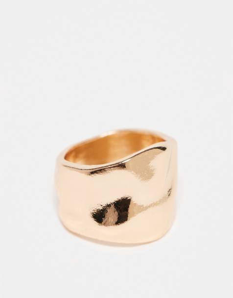 ASOS DESIGN - Anello con texture martellata color oro - view 1