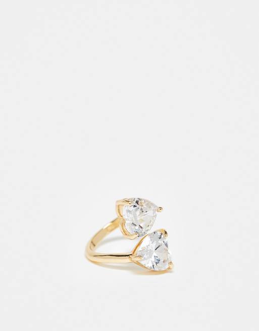 ASOS DESIGN - Anello dorato avvolgente con zirconia cubica a forma di cuore