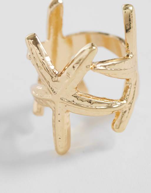 ASOS DESIGN - Anello dorato con design con stelle marine, 2 di 3