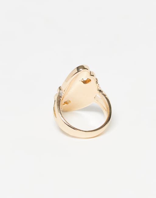 ASOS DESIGN - Anello dorato con pietra sintetica viola incastonata, 2 di 3