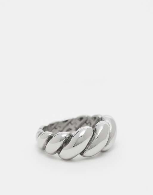ASOS DESIGN - Anello in acciaio inossidabile resistente all'acqua argentato