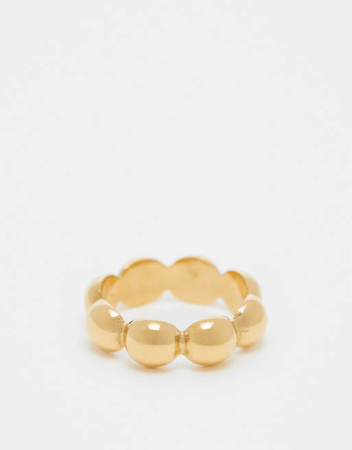 ASOS DESIGN - Anello in acciaio inossidabile resistente all'acqua dorato con design a cerchi