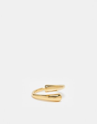 ASOS DESIGN - Anello in acciaio inossidabile resistente all'acqua dorato con design avvolgente