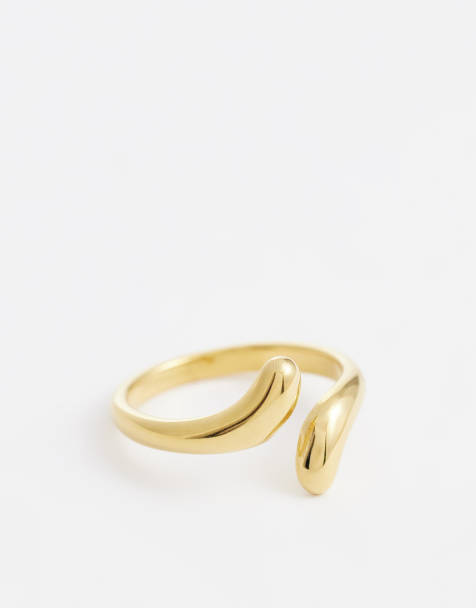 ASOS DESIGN - Anello in acciaio inossidabile resistente all'acqua dorato con design avvolgente - view 1
