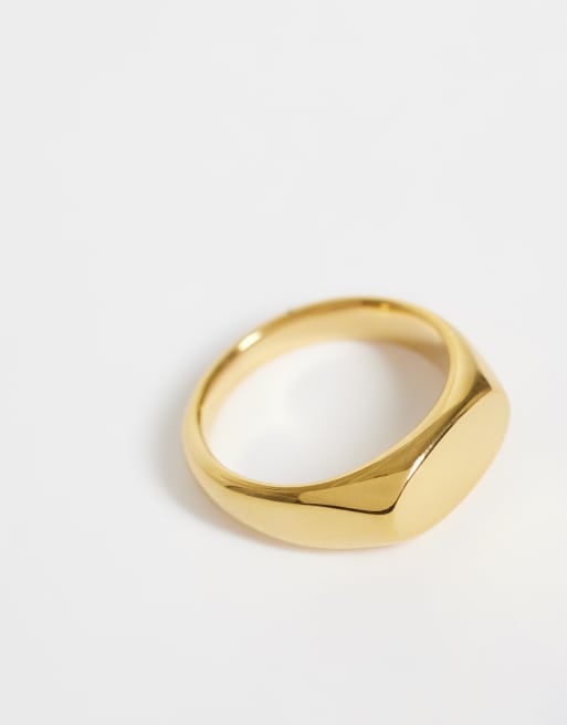 ASOS DESIGN - Anello in acciaio inossidabile resistente all'acqua dorato con design ovale, 2 di 3