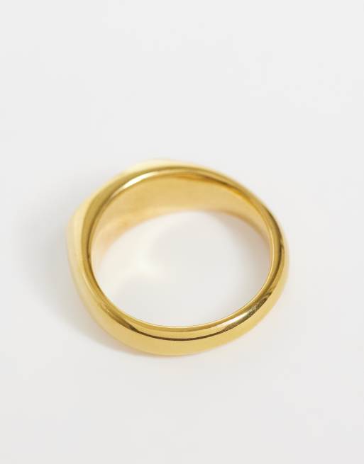 ASOS DESIGN - Anello in acciaio inossidabile resistente all'acqua dorato con design ovale, 3 di 3