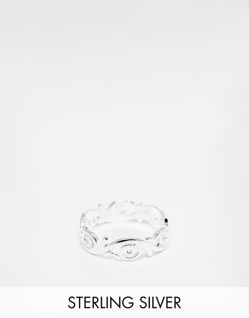 ASOS DESIGN - Anello in argento sterling a fascia con design a vortice traforato