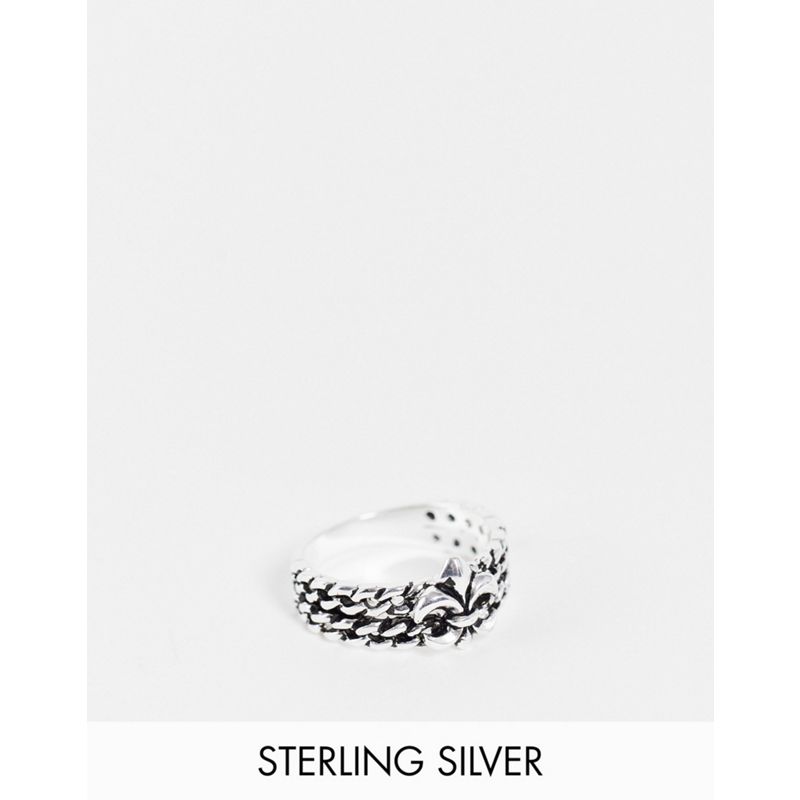 DESIGN - Anello in argento sterling con catena e giglio