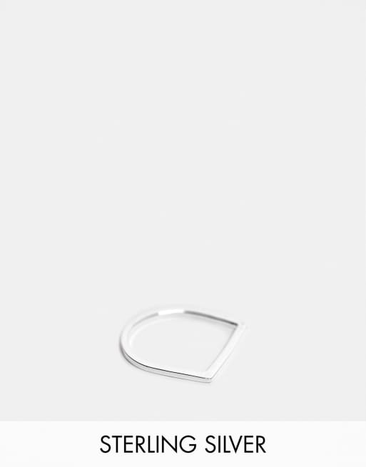 ASOS DESIGN - Anello in argento sterling con gambo piatto