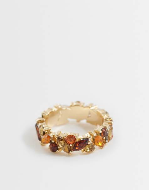 ASOS DESIGN - Anello in resina ambra color oro con confezione regalo - view 1