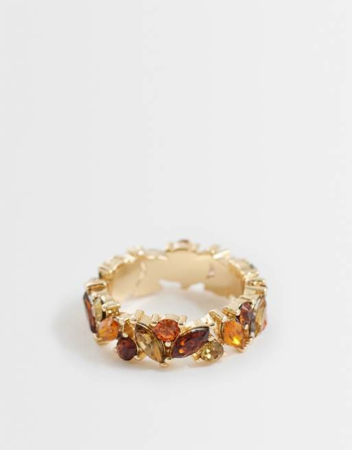 ASOS DESIGN - Anello in resina ambra color oro con confezione regalo, 1 di 3