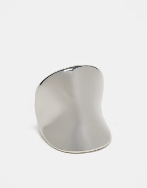 ASOS DESIGN - Anello liscio color argento con dettaglio astratto - view 1