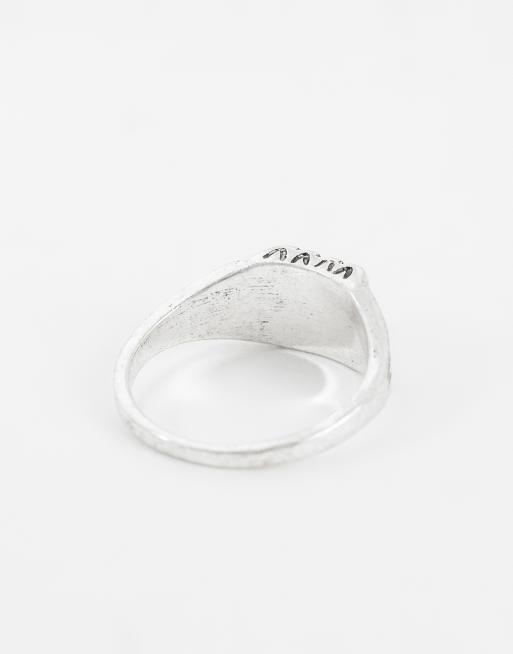 ASOS DESIGN - Anello nero con incisioni e pietra argento brunito, 2 di 3