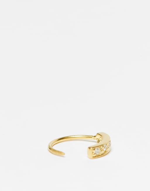 ASOS DESIGN - Anello per il naso a cerchio in argento sterling dorato con cristalli, 4 di 4