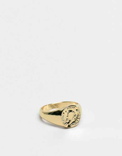 ASOS DESIGN - Anello per mignolo oro con moneta