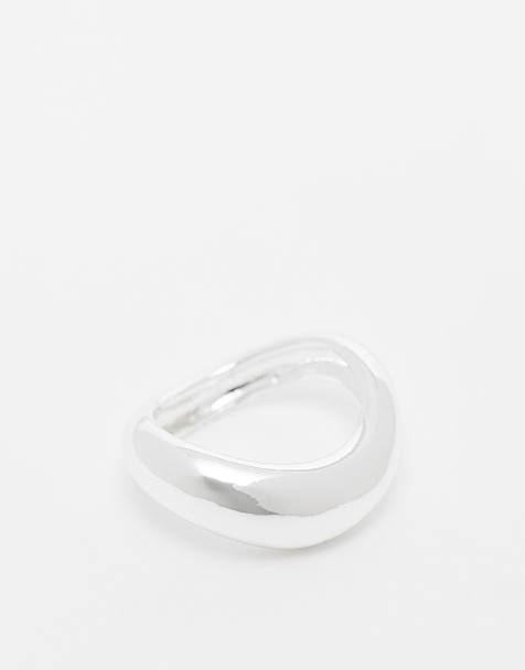 ASOS DESIGN - Anello placcato argento con design ondulato - view 1