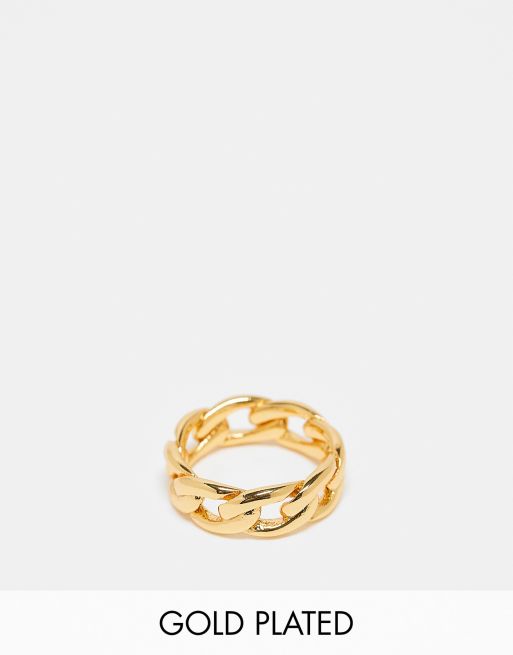 ASOS DESIGN - Anello placcato oro 14 k con dettaglio effetto maglia