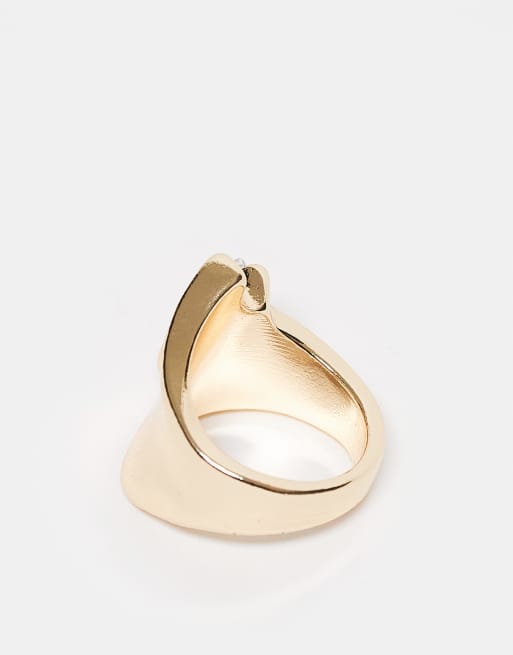 ASOS DESIGN - Anello semplice color oro con pietra trasparente, 2 di 3