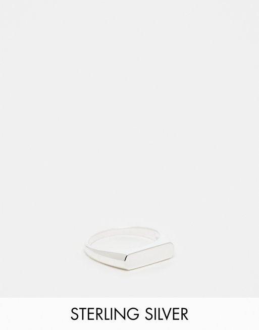 ASOS DESIGN - Anello slim con sigillo in acciaio sterling