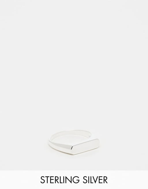 ASOS DESIGN - Anello slim con sigillo in acciaio sterling