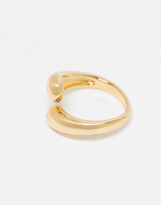ASOS DESIGN - Anello spesso con design avvolgente placcato in oro 14 k, 2 di 3
