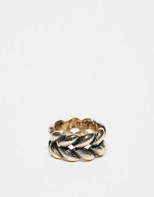 ASOS DESIGN - Anello vintage intrecciato color oro