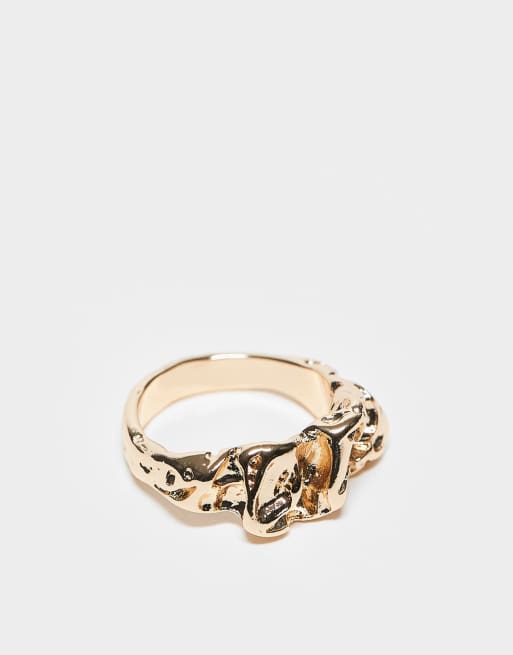 ASOS DESIGN - Anello zigrinato color oro