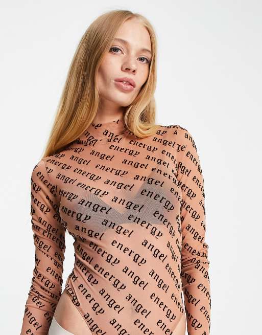 Free People Go-To graphic jersey bodysuit in gray