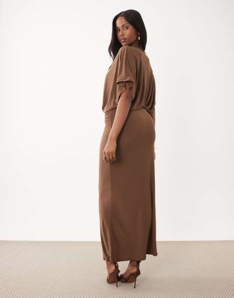asos brown long dress ASOS Design - Frill Hem Maxi Dress - Women - Polyester - 12 US