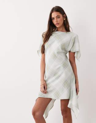 Asos Design Angel Sleeve Flippy Mini Dress In Multi