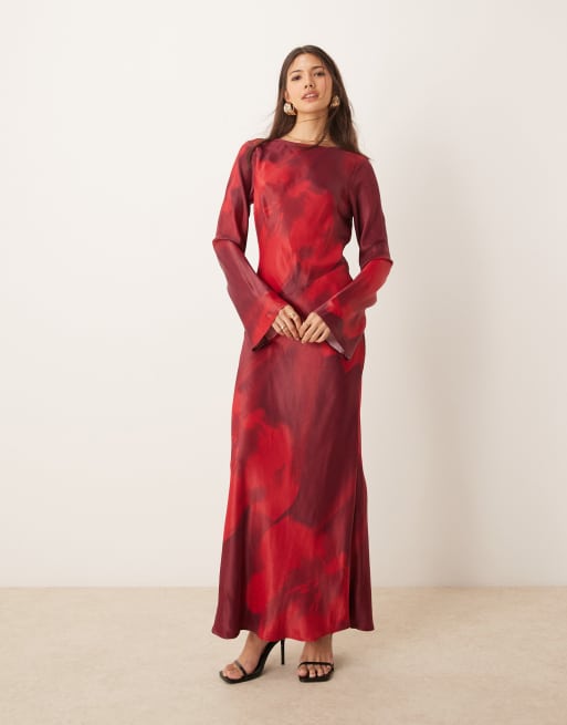 ASOS DESIGN angel sleeve maxi in floral print