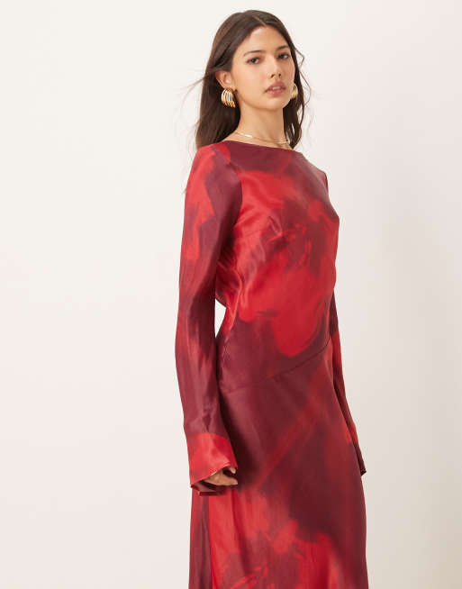 ASOS DESIGN angel sleeve maxi in floral print