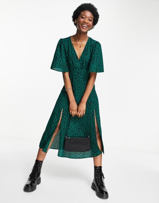 Asos green leopard print hot sale dress