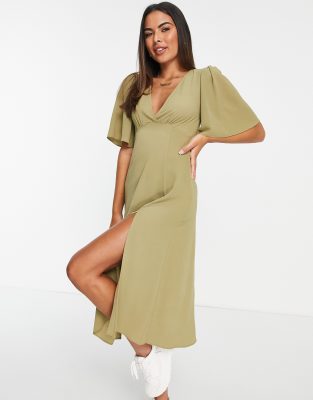 midi dress angel sleeves